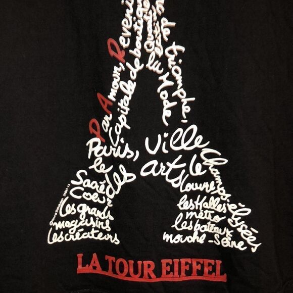 S Seamless LA TOUR EIFFEL Mock Neck Short Sleeve 💯 Cotton Tee - Picture 4 of 9